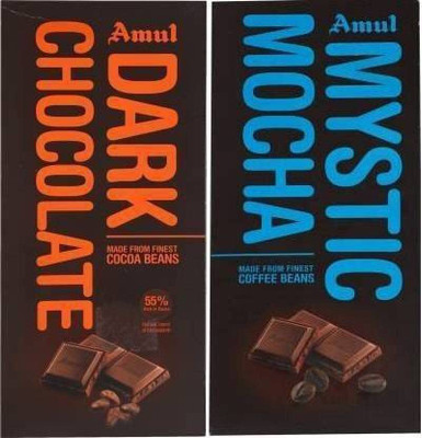 Amul DARK CHOCOLATE COCOA BEANS FLAVOR WITH MYSTIC MOCHA MADE FROM FINEST COFEE BEANS Bars(2 x 150 g)