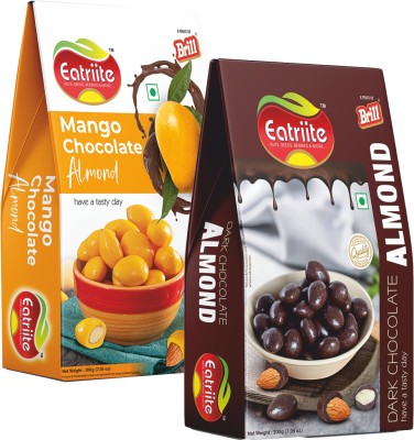 Eatriite Dark-Chocolate Coated Almond & Mango-Chocolate Coated Almond 400g Bites(2 x 200 g)