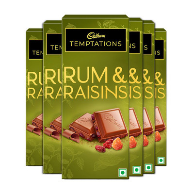 Cadbury Temptations Rum and Raisin Premium Chocolate Bar(6 x 70 g)