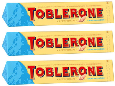 Toblerone CRUNCHY ALMOND (3 x 100 gm) CHOCOLATE WITH HONEY & SALTED CARAMELISED ALMONDS Bars(3 x 100 g)