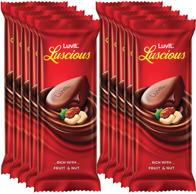LuvIt Luscious Fruit & Nut Chocolate | Multipack | Deliciously Smooth | Bars(10 x 50 g)