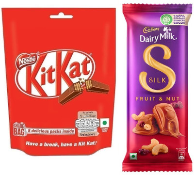 NESTLE Kitkat Chocolate & Silk Fruit and Nut Chocolate Bars(2 x 1 Units)
