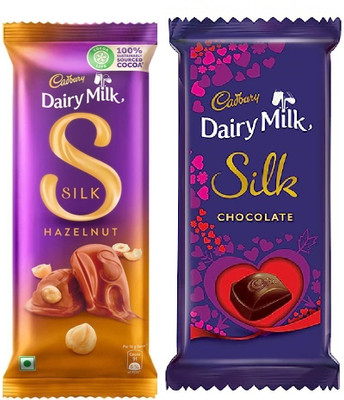 Cadbury Dairy Milk Silk Hazelnut Chocolate & Dairy Milk Silk Valentine Chocolate Bars(2 x 59 g)