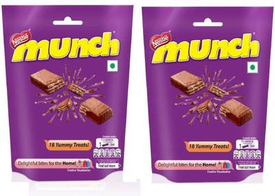 NESTLE Munch Chocolate Coated Crunchy Wafer, Share Pack 187g (Pack Of 2) Bars