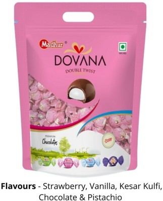 Madhur Dovana Strawberry Flavored Chocolate Basket for Kid's child Diwali Birthday Gift Bites(660 g)