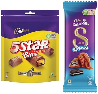 Cadbury 5 Star Chocolate & Silk Oreo Chocolate Bars(2 x 1 Units)