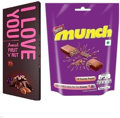 Amul Fruit N Nut I Love & Munch Chocolate Bars(2 x 1 Units)