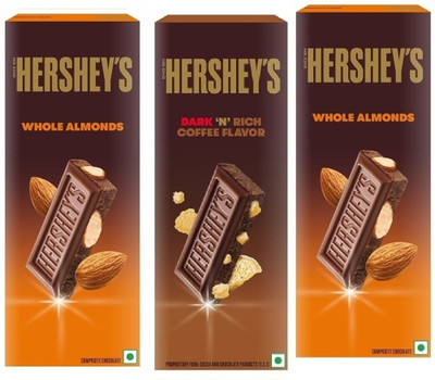 HERSHEY'S DARK N RICH COFFEE FLAVOR chocolate & WHOLE ALMONDS TRIO PACK Bars(3 x 40 g)
