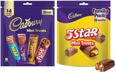 Cadbury Assorted Mini Treats Chocolate127g & 5 Star Mini Treats Chocolate Bars144g Bars(2 x 123.5 g)