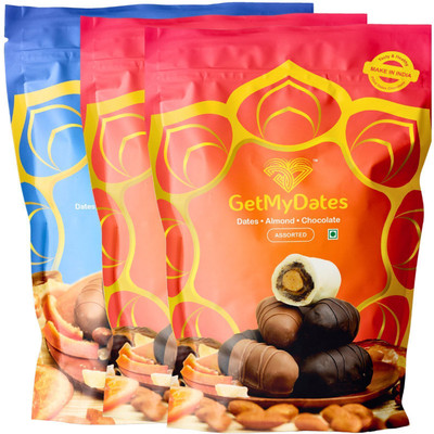 Getmydates Dates Chocolate With Almond And Dry Fruits Gift Pack Combo of 3 Bites(3 x 120 g)