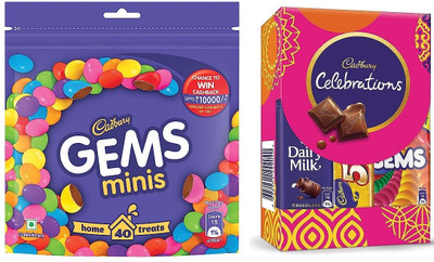 Cadbury GEMS chocolate142g & Celebration 62g Rakhi for brother with chocolate Gift pack Bars(2 x 102 g)