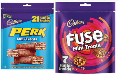 Cadbury Perk Mini Treats Chocolate 115GM & Fuse Home Treats Chocolate Bar 108GM Bars(2 x 116 g)