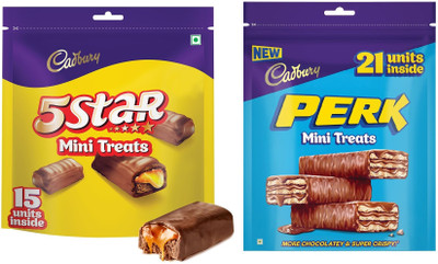 Cadbury Perk Chocolate coated wafer & 5 STAR MINI TREATS SUPER CRISPY Bars(2 x 138.5 g)