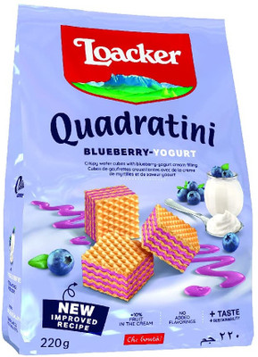 LOACKER Quadratini Blueberry-Yoghurt with Crispy Wafers Cubes Bars(220 g)