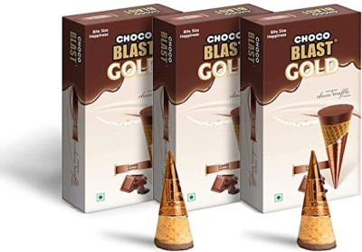 Pure Temptation Gold Chocoblast Coffee Flavour Chocolate Filled Waffle Cone Friend pack of 3 (Each Pack with 10 Chocolates) Bars(3 x 10 Units)