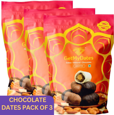 Getmydates Dates Chocolate With Almond Gift Pack of 3 Bites(3 x 120 g)