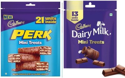 Cadbury Perk Mini Treats Chocolate 115GM & Dairy Milk Mini Treats Chocolate 118GM Bars(2 x 116.5 g)