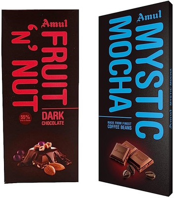Amul Dark Chocolate Bar Fruit N Nut, & Mystic Mocha Chocolate Bars(2 x 150 g)