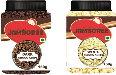 JAMBOREE Dark & White Choco Chips | Chocolate Chips | Mix Chocolate Chips Combo 300g Choco Chips Solid(2 x 150 g)