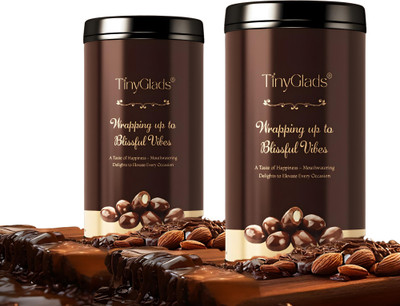TinyGlads Dark Chocolate Coated Almonds Jar - Duo Pack Bites(2 x 250 g)