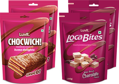 LuvIt Chocwich Brown and Loca Bites | Combo Pack of 4 | Chocolate Wafers Bites(4 x 155 g)