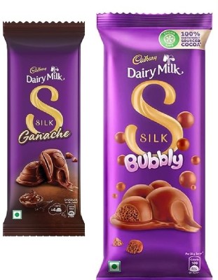 Cadbury Ganache Chocolate & Silk Bubbly Chocolate Bars(2 x 54 g)