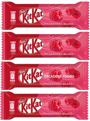Decadent Foods Nestles Kitkat 2 Finger Raspberry Blast | Smooth & Creamy Milk Chocolate Bars(4 x 19.5 g)