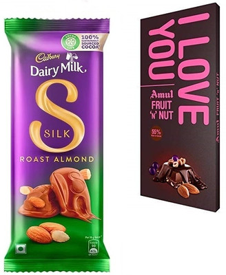 Cadbury Silk Roast Almond Chocolate & I Love You Chocolate Bars(2 x 1 Units)