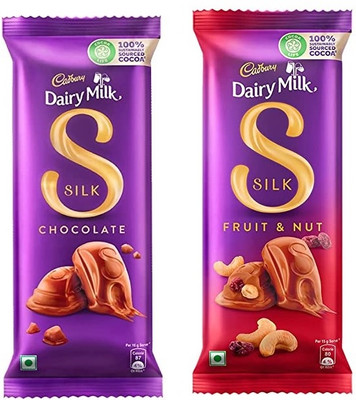 Cadbury Dairy Milk Silk Chocolate Bar & Dairy Milk Silk Fruit and Nut Chocolate Bars(2 x 98.5 g)