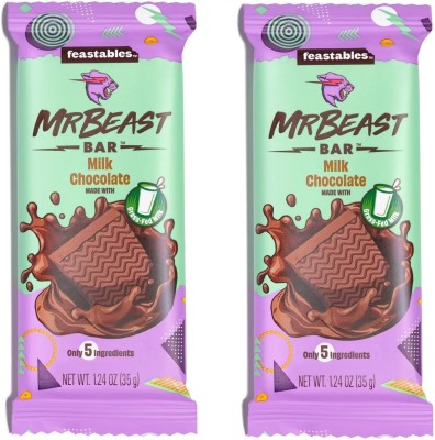 Feastable Mr Beast Milk Chocolate Smooth & Creamy Delicious Perfect For a Snack or Dessert Bars(2 x 35 g)