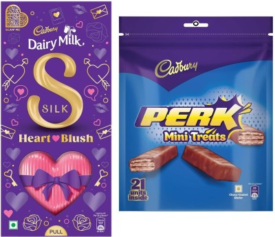 Cadbury Silk Heart Blush 250g & Perk Chocolat 126g Bars(2 x 188 g)