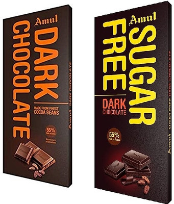 Amul Dark Chocolate & SUGARFREE Dark Chocolate Bars(2 x 150 g)