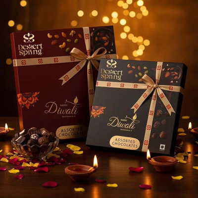 Dessertspring 185G - MESSAGE BOX - BLACK - DIWALI - CHOCOLATE GIFT PACK - PACK OF 3 Bites(555 g)