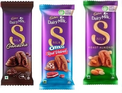 Cadbury Silk Ganach & Silk Oreo Red Velvet & Silk Roast Almond Bars(3 x 1 Units)