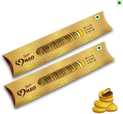 Tosca Muso Milk Chocolate Coins - Gold Chocolate Coins Strip | Perfect for Gifting Bites(2 x 20 Units)