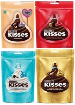 HERSHEY'S Kisses Vegetarian MILK,C N C , CASHEWS,DARK N ALMONDS CHOCOLATES Bars(4 x 33 g)