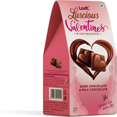 LuvIt Luscious Valentine's Love Delights|Heart Shaped Milk & Dark Chocolates Gift Bars(180 g)