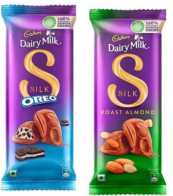 Cadbury Dairy Milk Silk Oreo Chocolate & Silk Roast Almond Chocolate Bars(2 x 101.5 g)