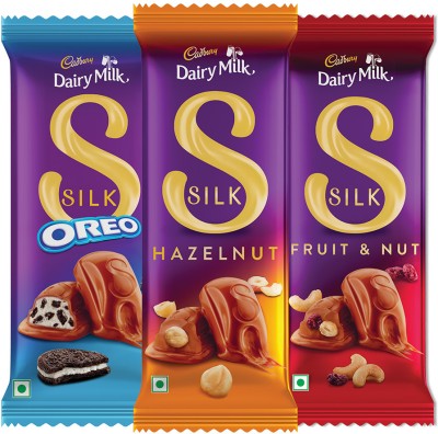 Cadbury Dairy Milk Silk Large Chocolates Combo, (1XSilk Oreo 130g, 1XSilk Fruit & Nut 55g & 1XSilk Hazelnut 143g) Bars(3 x 109.33 g)