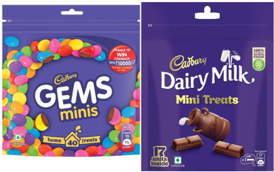 Cadbury Gems Chocolat & milk minis Chocolat Bars(2 x 122.5 g)