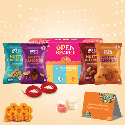 OPEN SECRET Festive Chocolate and Flavoured Dry Fruits Cookies Gift Hamper with festive card Bites(242 g)