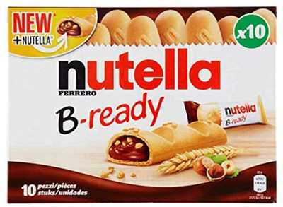 nutella B Ready Delicious Crunchy Wafer Shell Filled With Cream and Sprinkled Spread Bars(10 x 22 g)