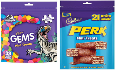 Cadbury Gems Chocolate Home Treats Pack 120g & Perk Mini Treats Chocolate 115g Bars(2 x 117.5 g)