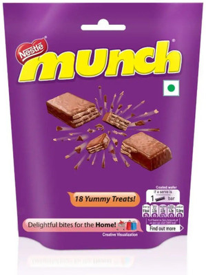 NESTLE Munch Chocolate Crunchy Wafer, Share Pack 187g Bars, Crackles(187 g)