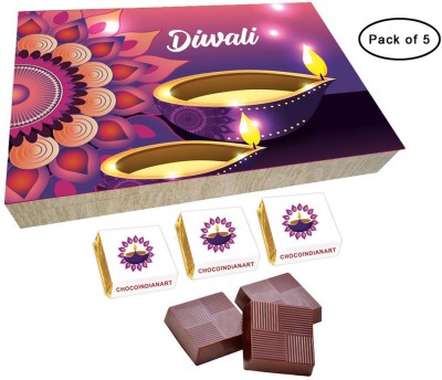 CHOCOINDIANART Amazing Happy Diwali Delicious Chocolate 12pcs Gift Pack of 5. Truffles(5 x 85 g)