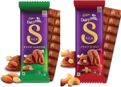 Cadbury Silk Roast Almond 143g & Silk Fruit and Nut 55g Bars(2 x 99 g)