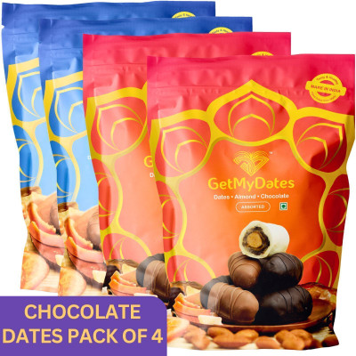 Getmydates Assorted Premium Dates Chocolate with Almond and Fruits Combo Gift Pack of 4 Bites(4 x 120 g)