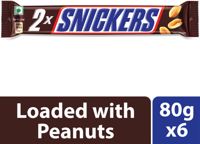 SNICKERS Duos Peanut Filled Chocolate , Loaded with Nougat & Caramel Bars(6 x 80 g)