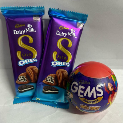 Cadbury 15.9g gems surprise with 2 oreo silk chocolate 61gm Bars(3 x 46 g)
