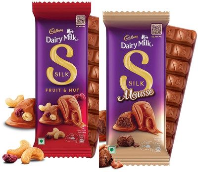 Cadbury Silk Fruit Nut Chocolate 55g & Silk Mousse 50g Bars(2 x 52.5 g)